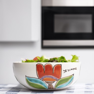 Handmade sicilian ceramic Salad Bowl Daisy Tulip Flowers de simone pottery Handmade sicilian ceramic Salad Bowl Daisy Tulip Flowers de simone pottery
